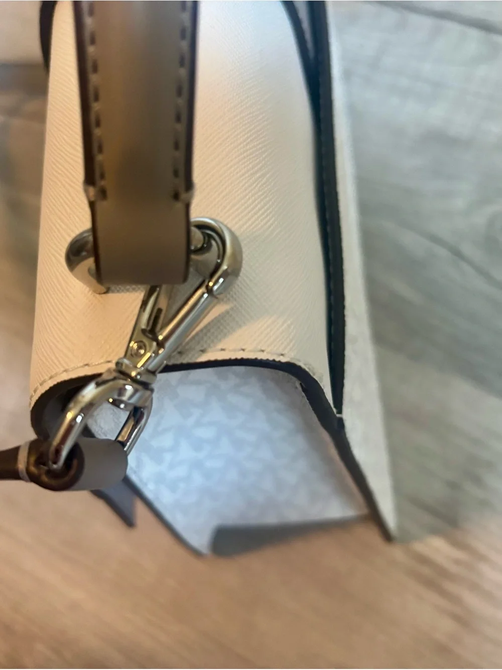 Michael Kors White and Gray MK Logo Top-Handle Crossbody